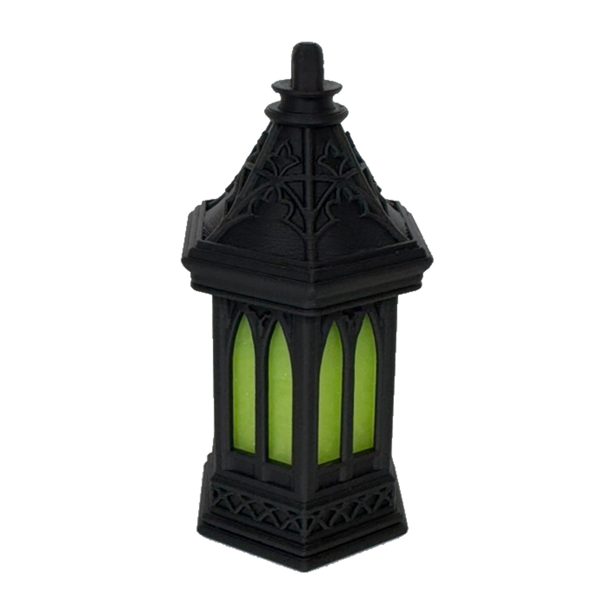 Gothic Lantern Clicker with green stained-glass windows