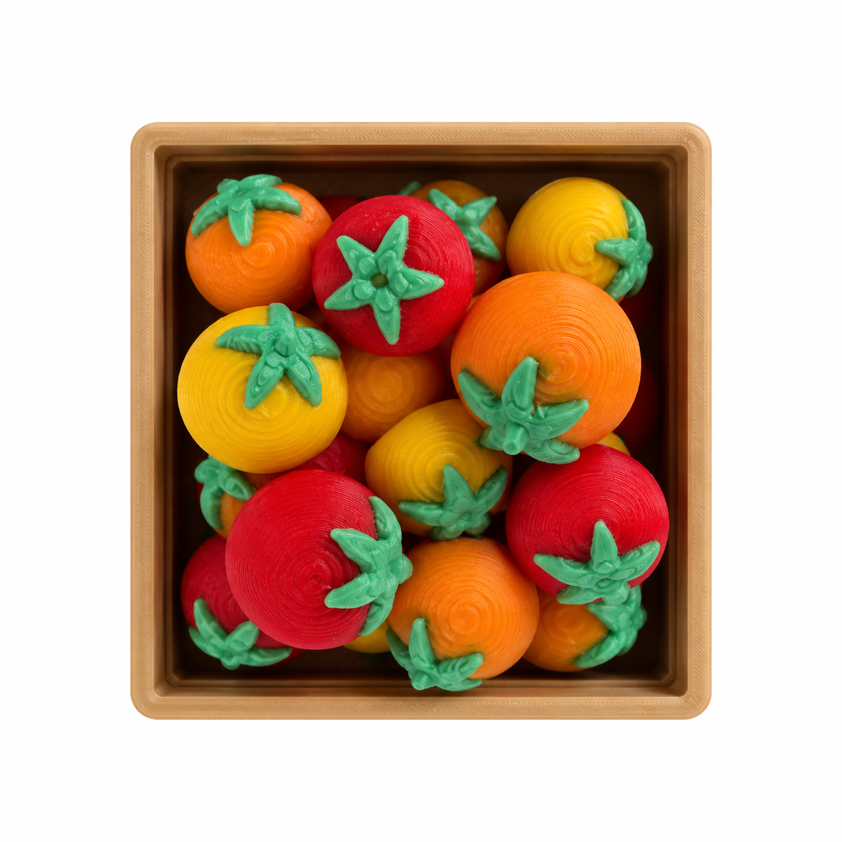 Mixed Tomatoes harvest basket, overhead